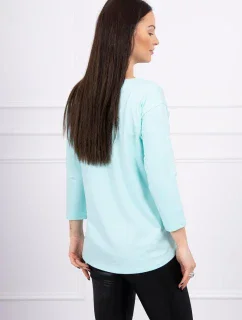 Halenka s 3D grafikou model 18743998 v mátové barvě - K-Fashion