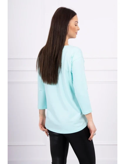 Halenka s 3D grafikou model 18743998 v mátové barvě - K-Fashion