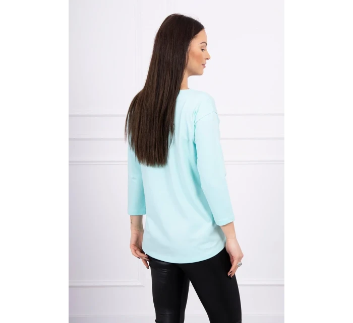 Halenka s 3D grafikou model 18743998 v mátové barvě - K-Fashion