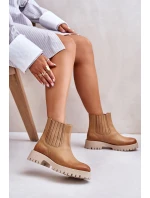 Wsuwane Botki Damskie Na Płaskim Obcasie Skórzane Lewski 3611 Brązowe