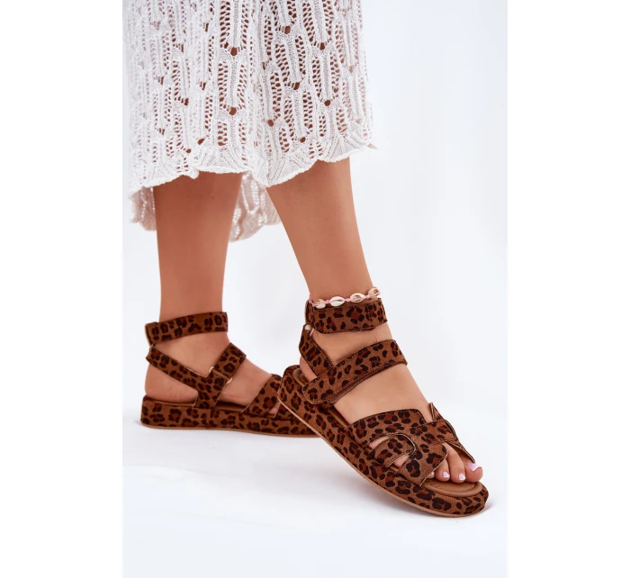 Sandały Damskie Z Rzepami Panterka Uvissa