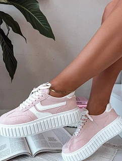 Dámské tenisky na platformě z eko semiše Růžové Cadrina