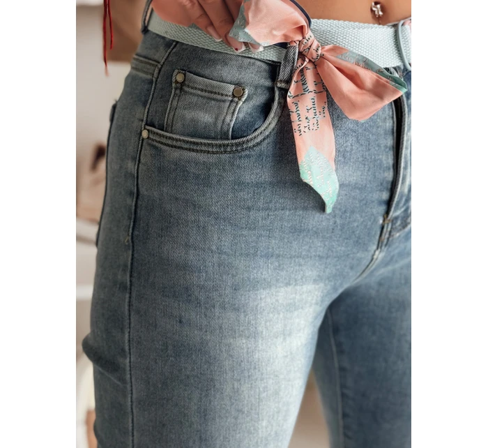 Dámské džínové kalhoty slim fit s páskem modré Dstreet model 21985464 - FashionStreet