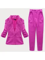 Dámsky nohavicový kostým vo fuchsiovej farbe (X22-356X)