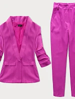 Dámsky oblek s nohavicami fuchsiovej farby (X22-356X)