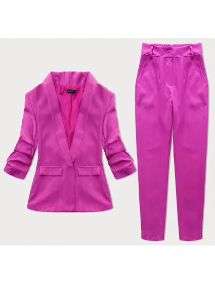 Dámsky nohavicový kostým vo fuchsiovej farbe (X22-356X)