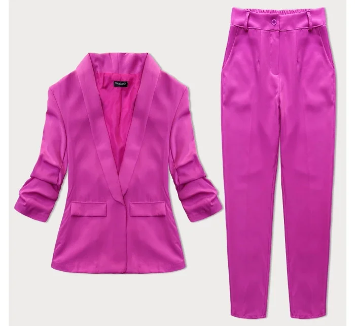 Dámsky nohavicový kostým vo fuchsiovej farbe (X22-356X)