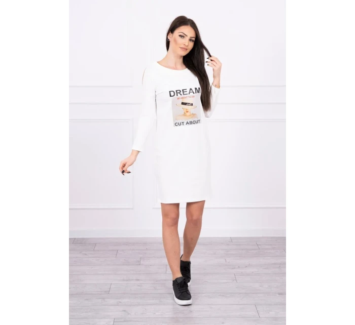 Šaty s potlačou Dream ecru Šaty s potlačou Dream ecru