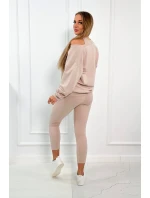 model 18753509 set halenka + top + legíny béžová - K-Fashion