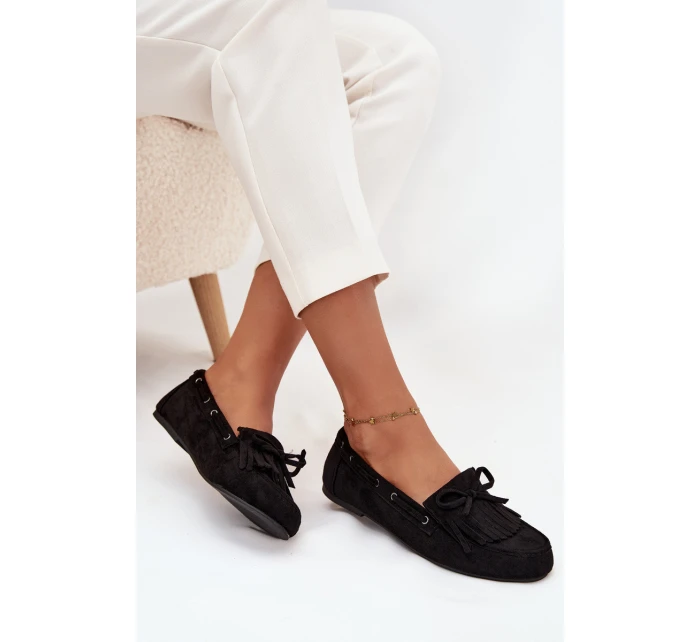 Dámské s třásněmi a mašlí černé model 21709117 - Boto