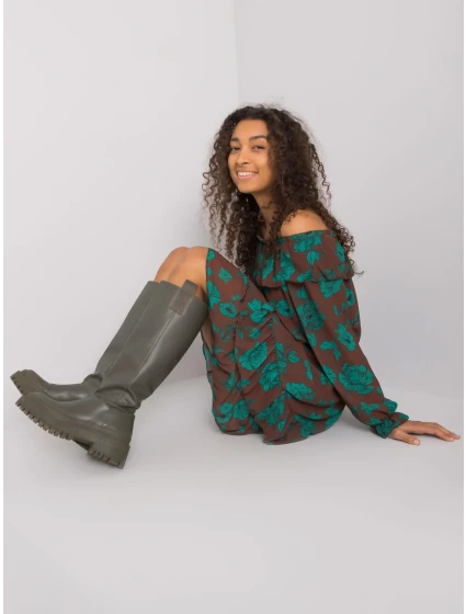 Šaty DHJ SK model 16283501 hnědá - FPrice Šaty DHJ SK model 16283501 hnědá - FPrice