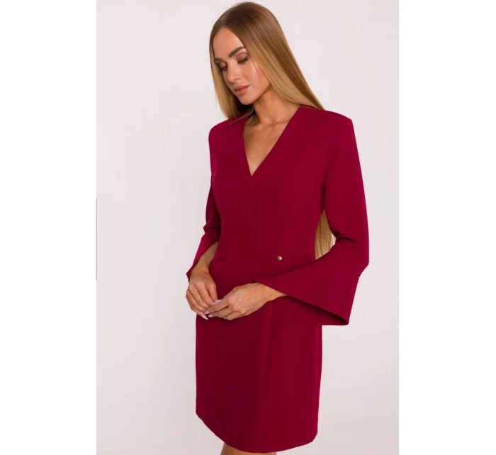 M876 Šaty so širokými manžetami - bordové