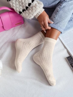 Dámske ažurové ponožky - ecru