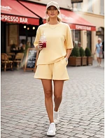 Dámsky letný pruhovaný komplet Poľský výrobok žltá FashionStreet AY1163 Dámsky letný pruhovaný komplet Poľský výrobok žltá FashionStreet AY1163