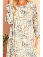 Dámské šifonové šaty s výstřihem na zádech a s modrým vzorem typu model 13605304 - numoco