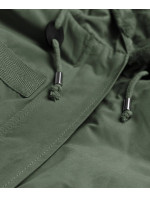 Dámska bunda parka v khaki farbe pre prechodné obdobie (W806)
