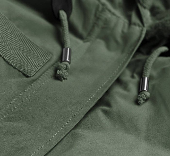 Dámska bunda parka v khaki farbe pre prechodné obdobie (W806)