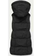 Čierna páperová dámska vesta s kapucňou (5M721-392)