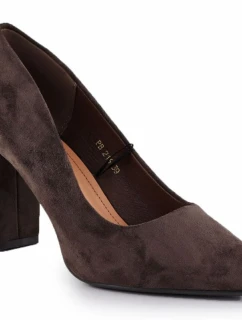 Čokoládové semišové lodičky na ihlovom podpätku Sergio Leone PB216