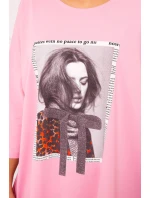 Šaty s potiskem a rozšířeným spodním dílem světle růžové Šaty s potiskem a rozšířeným spodním dílem světle růžové