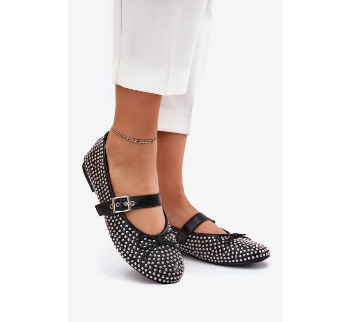 Zdobione Baleriny Z Kokardką I Paskiem Czarne Zdivisa Zdobione Baleriny Z Kokardką I Paskiem Czarne Zdivisa