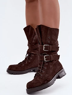 Zateplené workery s přezkami Hnědé model 22349185 - Boto