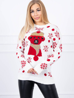 Vianočný sveter s medveďom ecru