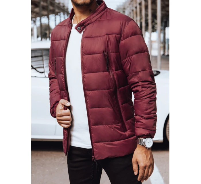 Pánská prošívaná bunda bordó Dstreet model 21969894 - FashionStreet
