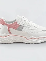 Bielo-ružové dámske sneakersy s brokátovými vsadkami (LU-2)