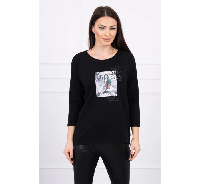 Halenka s potiskem Star Style černá Halenka s potiskem Star Style černá