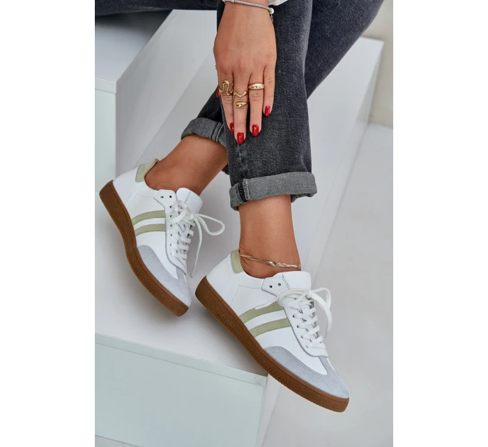 model 21684284 Kožené Nízké Tenisky Dámské Bílé - Zazoo