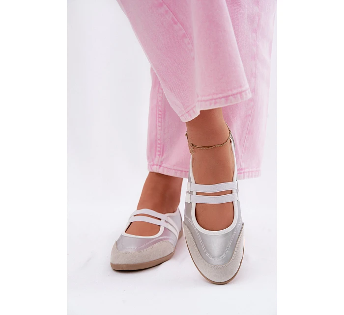 Sportové baleríny s elastickými pásky stříbrné Donatella Sportové baleríny s elastickými pásky stříbrné Donatella