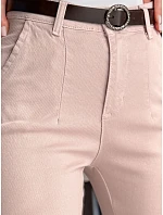 Dámske bavlnené slim fit nohavice s opaskom TAIRONIK ružové FashionStreet UY2548