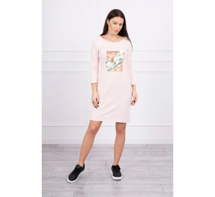 Šaty s 3D grafikou model 18744004 powder pink - K-Fashion