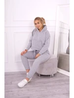 Teplá súprava s mikinou so zaväzovaním vpredu šedá