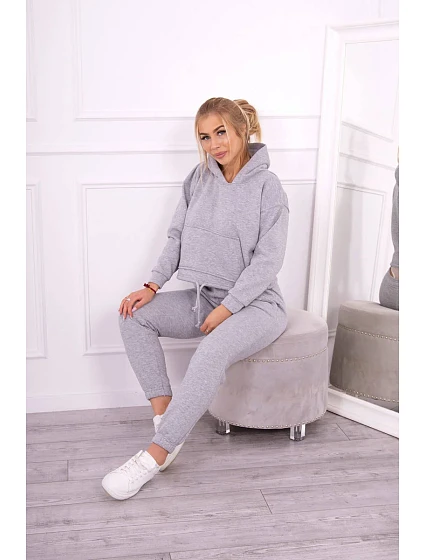 model 19752310 souprava s mikinou se zavazováním vpředu šedá - K-Fashion