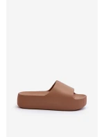 Damskie Klapki Na Grubej Podeszwie Brązowe Oreithano Damskie Klapki Na Grubej Podeszwie Brązowe Oreithano