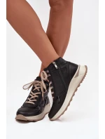 Sportovní dámské boty na platformě z přírodní kůže model 21713749 Černé - Zazoo