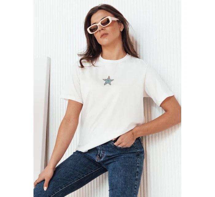 Dámske tričko STAR POWDER ecru FashionStreet RY2257 Dámske tričko STAR POWDER ecru FashionStreet RY2257