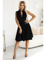 Černé dámské rozšířené šaty se zipem ve přední části model 20618659 - numoco Černé dámské rozšířené šaty se zipem ve přední části model 20618659 - numoco