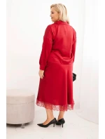 Komplet dámský Plus Size se a krajkou bordový model 21486204 - K-Fashion Komplet dámský Plus Size se a krajkou bordový model 21486204 - K-Fashion