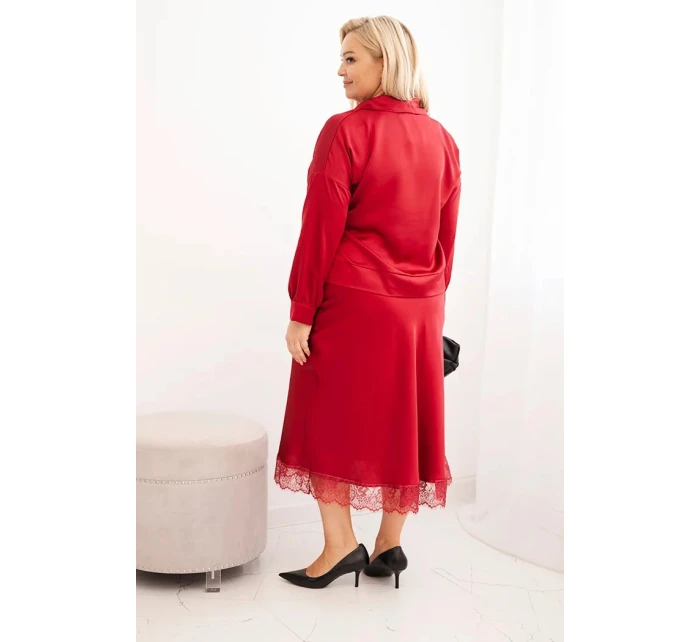 Komplet dámský Plus Size se a krajkou bordový model 21486204 - K-Fashion Komplet dámský Plus Size se a krajkou bordový model 21486204 - K-Fashion