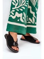 Płaskie Sandały Z Ozdobą Czarne Haliones Płaskie Sandały Z Ozdobą Czarne Haliones