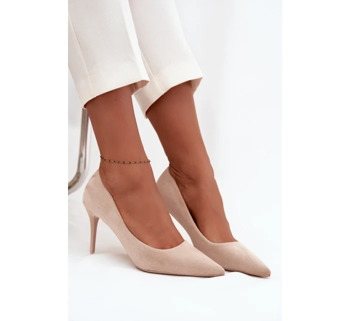 Dámské lodičky z eko semiše béžové model 21711417 - Boto