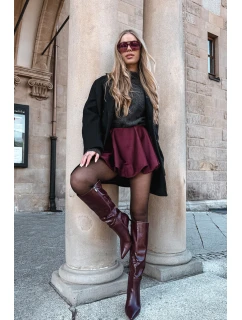 Dámské kozačky na jehlovém podpatku s páskem bordó Lisanne