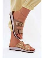 Dámské pantofle Béžové s přezkami model 22094896 - Inblu