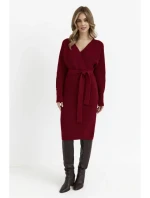 M810 Svetrové šaty s výstrihom do V - bordové M810 Svetrové šaty s výstrihom do V - bordové