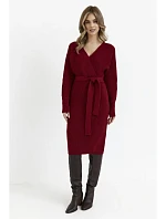 M810 Svetrové šaty s výstrihom do V - bordové