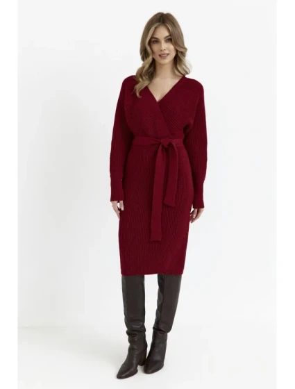 M810 Svetrové šaty s výstrihom do V - bordové M810 Svetrové šaty s výstrihom do V - bordové