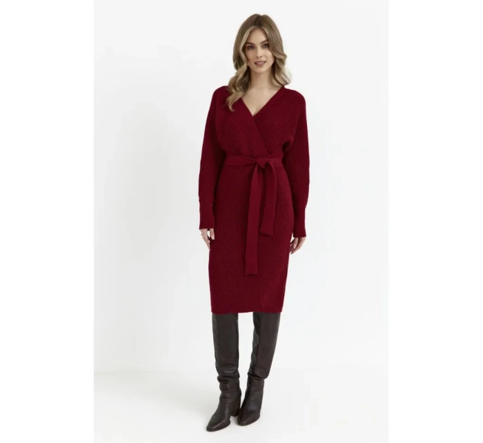 M810 Svetrové šaty s výstrihom do V - bordové M810 Svetrové šaty s výstrihom do V - bordové